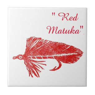"Red Matuka" streamer trout fly tile. Ceramic Tile