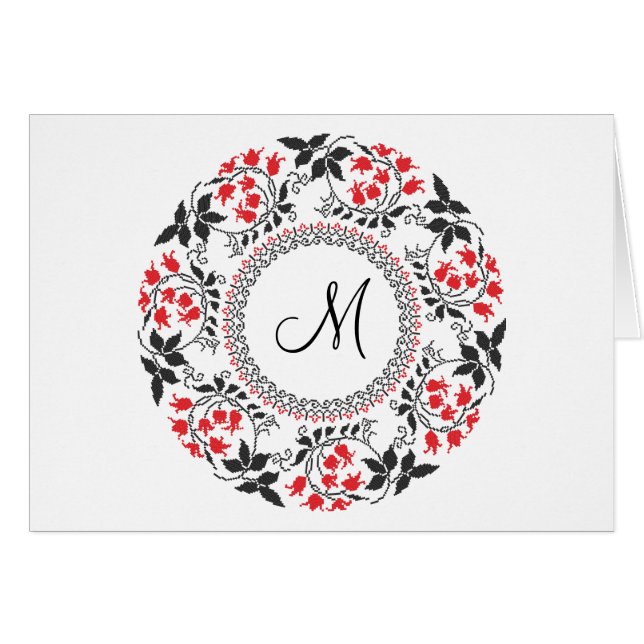 Red May lily ring Personalised Monogram Initial (Front Horizontal)
