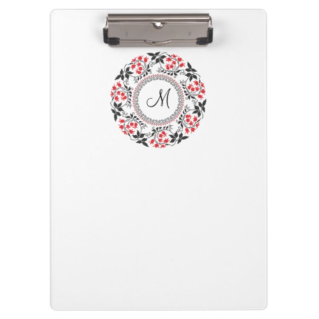 Red May lily ring Personalised Monogram Initial Clipboard (Front)