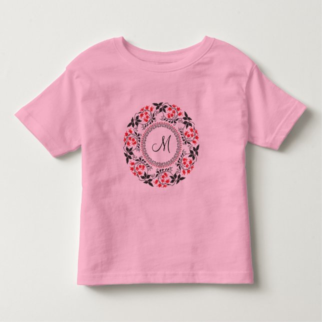 Red May lily ring Personalised Monogram Initial Toddler T-Shirt (Front)
