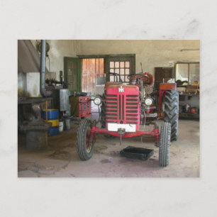 Red McGormick Tractor Postcard
