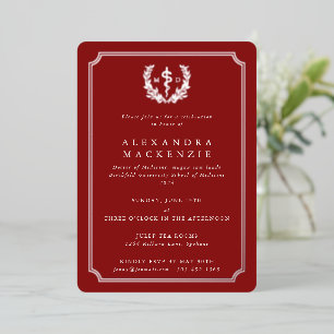 Red MD Asclepius + Laurel Wreath Graduation
