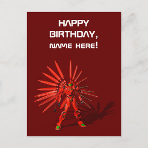 Red Mecha Robot Postcard