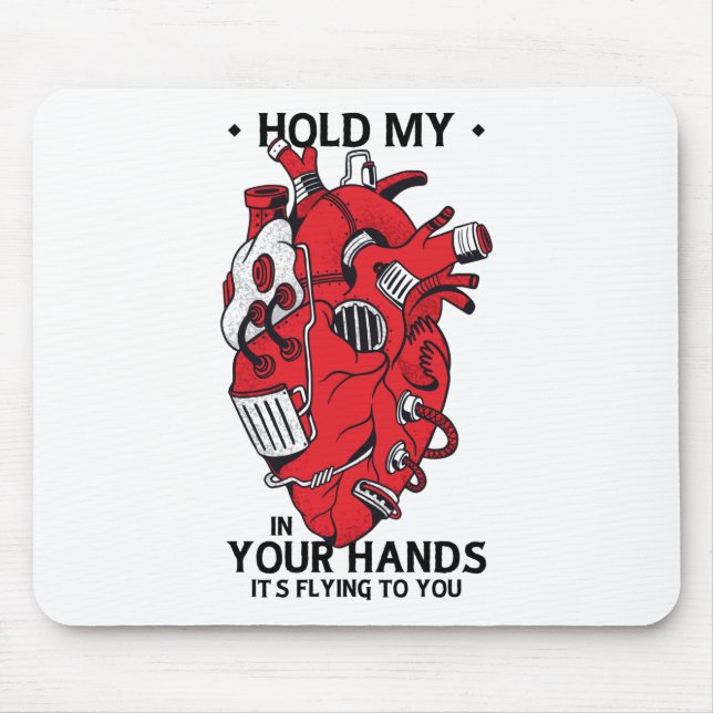 Red Mechanical Heart Steampunk Design Mouse Pad (Front)