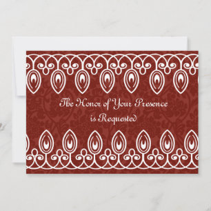 Red Mediaeval Brocade Wedding Invitation