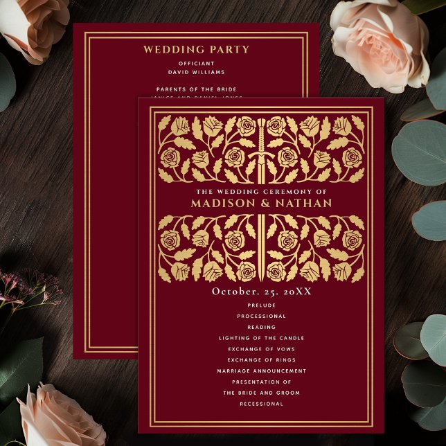 Red Mediaeval Gold Sword Royal Wedding Program (Creator Uploaded)