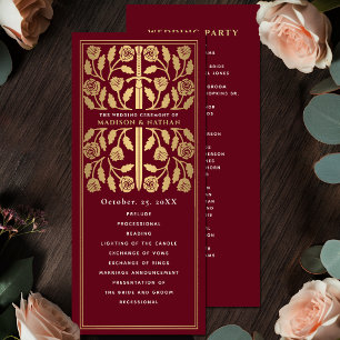 Red Mediaeval Gold Sword Royal Wedding Program