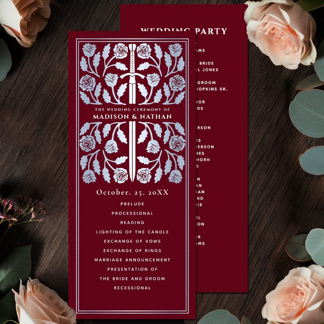 Red Mediaeval Silver Sword Royal Wedding Program (Creator Uploaded)