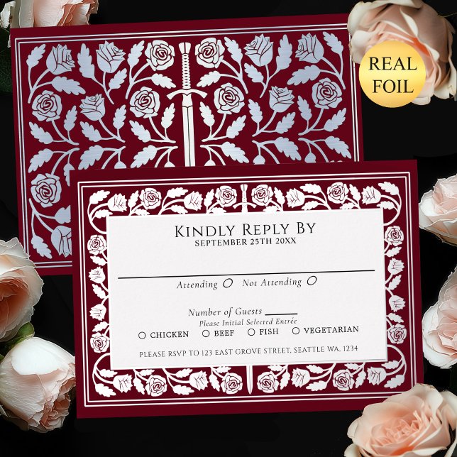 Red Mediaeval Silver Sword Royal Wedding RSVP (Creator Uploaded)