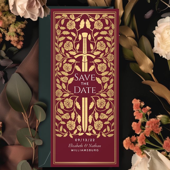 Red Mediaeval Sword Save the Date Invitation (Creator Uploaded)