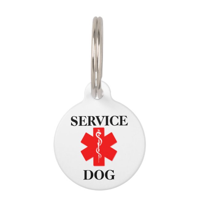 Red Medical Alert Service Dog Personalised ID Tag (Front)