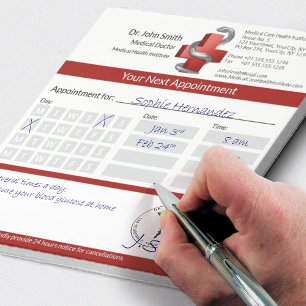 Red Medical Cross Symbol Snake Silver Appointment Notepad