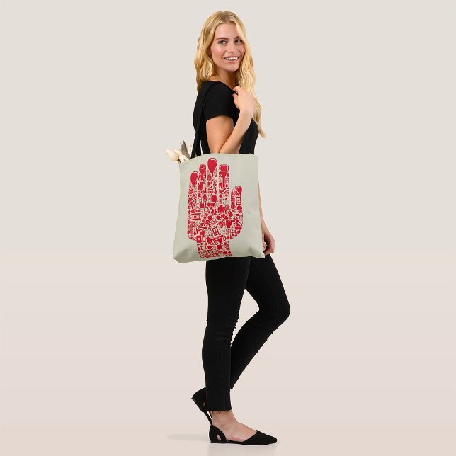 Red Medical Hand Symbol Healthcare Tote Bag (Creator Uploaded)