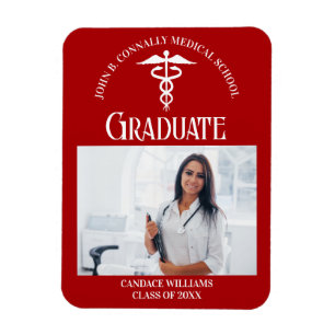 Red Medical School Graduation Photo Magnet