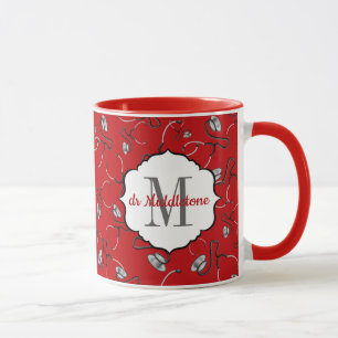 Red Medical stethoscopes for doctors name Mug