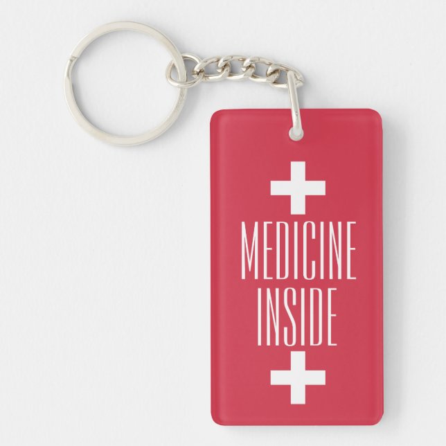 Red Medicine Medical Symbol Kids Personalised Key Ring (Front)
