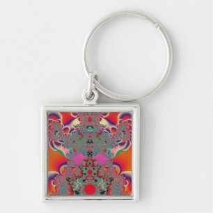 Red Meditation Fractal Abstract Art Key Ring