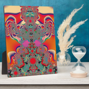 Red Meditation Fractal Abstract Art Plaque