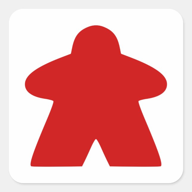 Red Meeple Board Game Piece Square Sticker (Front)