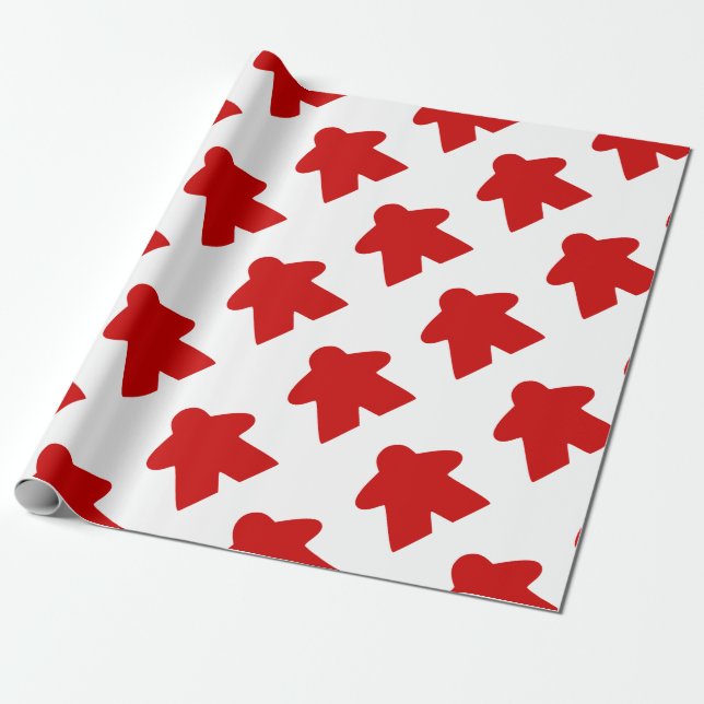 Red Meeple Board Game Piece Wrapping Paper (Unrolled)