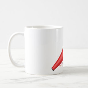 Red megaphone spreading bla bla words coffee mug