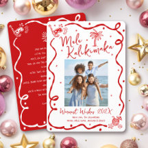 Red Mele Kalikimaka Photo Hand Drawn Christmas