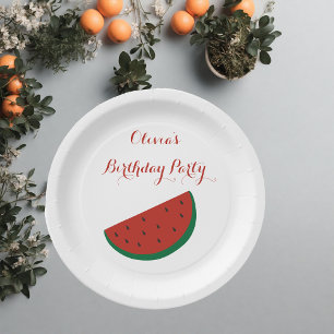 Red Melon Watermelon Summer birthday party Paper Plate