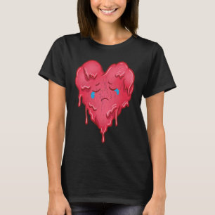 Red Melting Heart Distressed Crying Sad for Valent T-Shirt