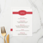 Red Menu Card, Caroline Wedding Collection<br><div class="desc">Give your guests a taste of what is to come with these elegant menu cards. Have them placed on the tables at your wedding reception to get everyone excited for each delicious bite. The beautiful, understated design complements any table decor. These menu cards are part of the Caroline Wedding Collection....</div>