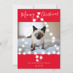 Red Meowy Christmas Cat Pet Photo Holiday Card