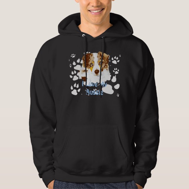 Red Merle Aussie Hoodie (Front)