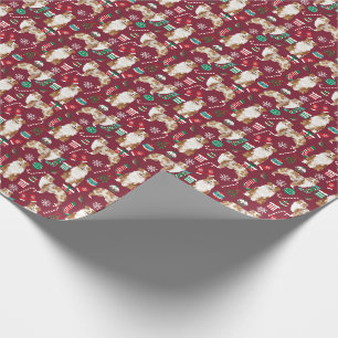 Red Merle Australian Shepherd Christmas Cranberry Wrapping Paper