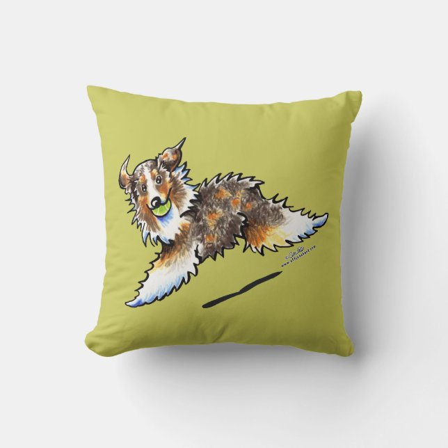Red Merle Australian Shepherd Lets Play Cushion (Front)