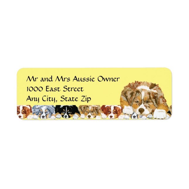 Red Merle Australian Shepherd Puppy Return Address Label (Front)
