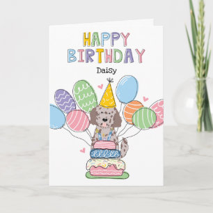 Red Merle Goldendoodle Dog Happy Birthday Card