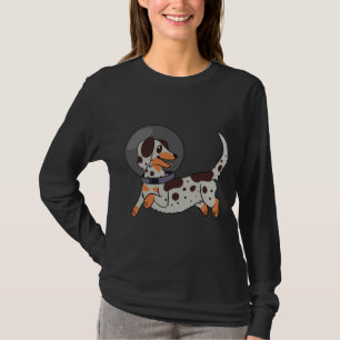 Red Merle Long Haired Dachshund In Space T-Shirt
