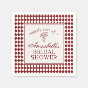 Red Merlot Harlequin Chequered Bridal Shower Napkin