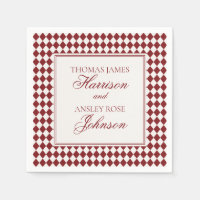 Red Merlot Harlequin Chequered Wedding