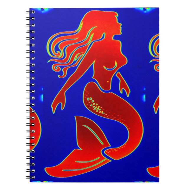 red mermaid on blue notebook (Front)