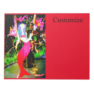 red mermaid partying notepad