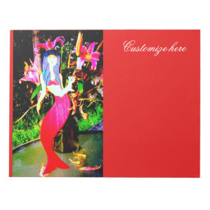 red mermaid partying notepad