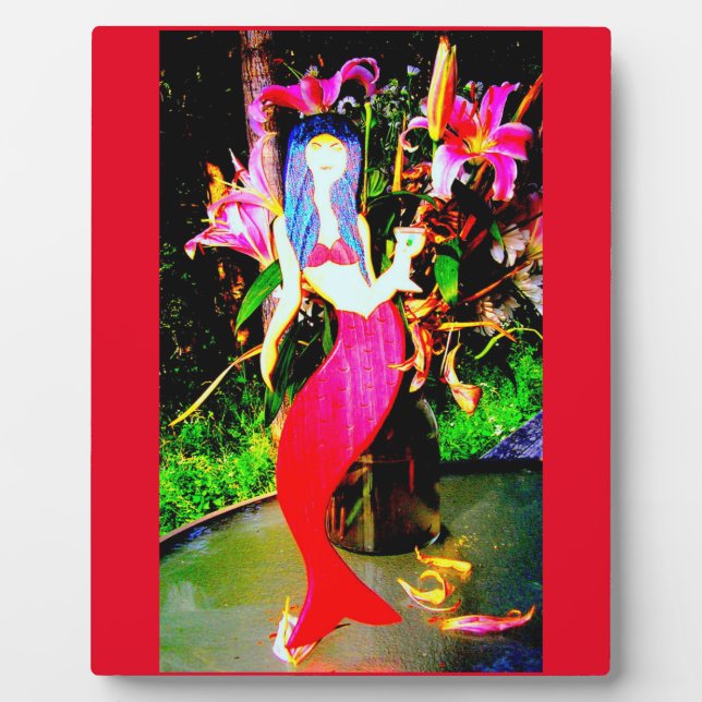 red mermaid partying plaque (Front)