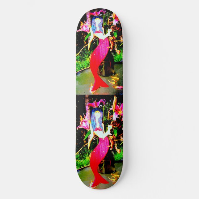 red mermaid partying skateboard (Front)