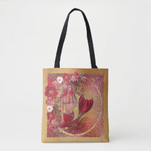 Red mermaid "Vivian" underwater tropical fish Tote Bag