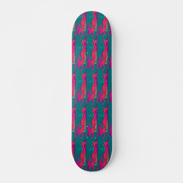 red mermaids on green skateboard (Front)