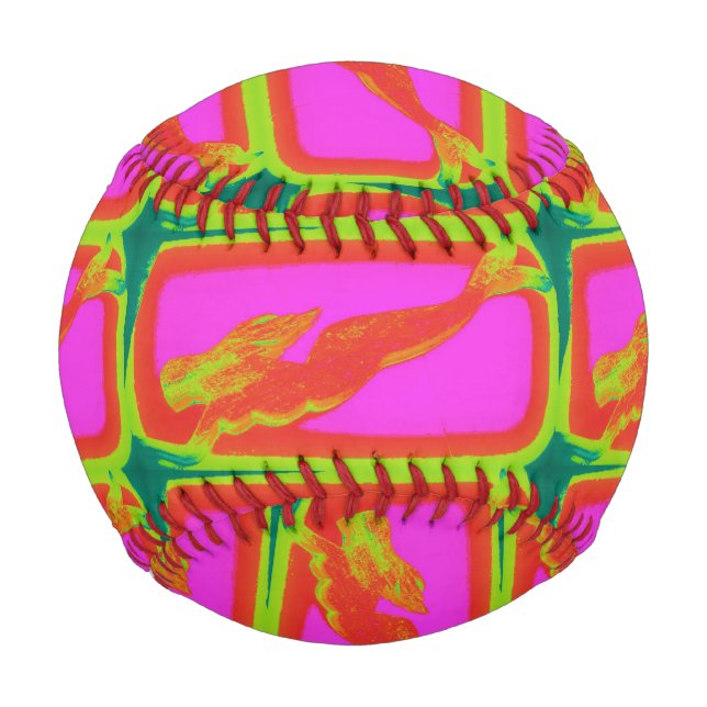 red mermaids on pink baseball (Back)