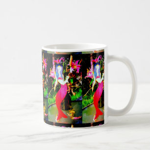 red mermaids partying coffee mug