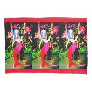 red mermaids partying pillowcase