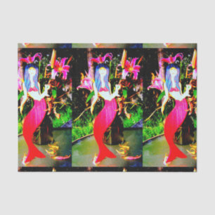 Red mermaids partying tissue paper