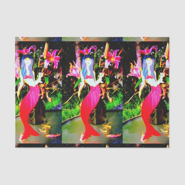 Red mermaids partying tissue paper (Front)